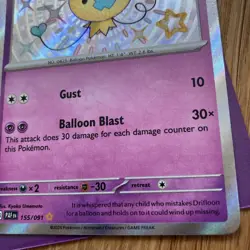 Pokemon Card TCG Rare Drifloon 155/091 Paldean Fates Baby Shiny NM - Image 3