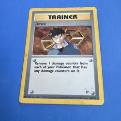 Brock 98/132 Gym Heroes Unlimited Rare Pokemon Card in OK Condition - Image 3