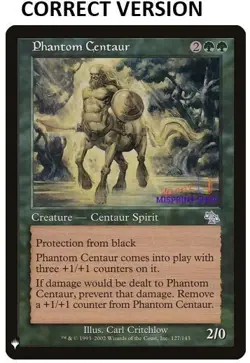 Phantom centaur Mtg MISPRINT, Black ink instead of white! - Image 3