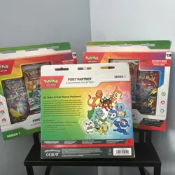 POKEMON First Partner Illustration Collection Box Sealed 2 Booster Packs+Promos - Image 2