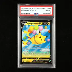 PSA 8 NM-MT 2021 Pokemon ENG Flying Pikachu V E 006/025(1) - Image 1