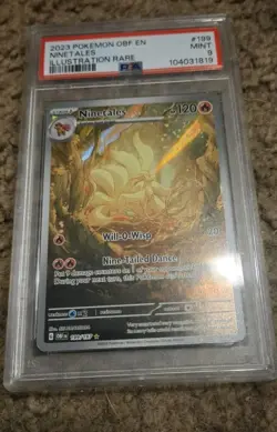 2023 Pokemon Ninetales 199/197 Illustration Rare Obsidian Flames PSA 9 Mint - Image 1