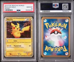 2010 VINTAGE PW POKEMON WORLD PIKACHU HOLO ENGLISH 🌀 HAND SWIRL 🌀PSA 10 - Image 4
