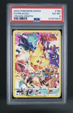 2023 Pokemon SWSH- FA/Pikachu - Crown Zenith - #160 - PSA 6 - Image 1