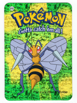 Beedrill #015 - Vintage Pokemon Vending Prism Holo Sticker Card 2000 Nintendo - Image 1