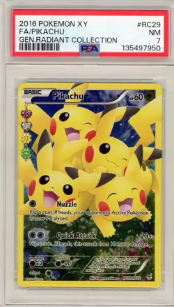 2016 Pokemon XY Generations Radiant Collection Pikachu Full Art #RC29 PSA 7 - Image 1