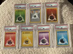 1999 Pokemon Base Set 1st Edition Energy Complete Set + Double Colorless PSA 9 - Image 1