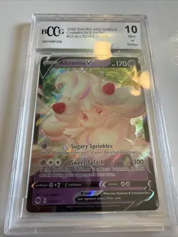 ALCREMIE V 2020 Pokemon Sword Shield Champion's Path Ultra Rare Holo #22 BCCG 10 - Image 1