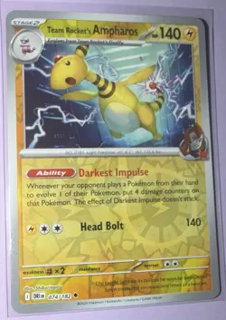 Pokemon TCG Team Rockets Ampharos 074/182 Reverse Holo Destined Rivals - Image 1