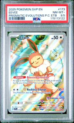 2025 POKEMON PRISMATIC EVOLUTIONS POKEMON CENTER ETB PROMO #173 EEVEE PSA 8.5 - Image 1