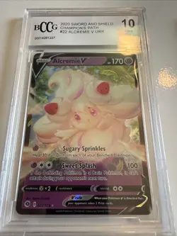 ALCREMIE V 2020 Pokemon Sword Shield Champion's Path Ultra Rare Holo #22 BCCG 10 - Image 1