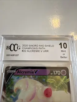ALCREMIE V 2020 Pokemon Sword Shield Champion's Path Ultra Rare Holo #22 BCCG 10 - Image 3
