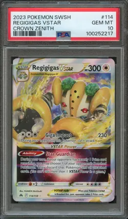 PM - 2023 - POKEMON SWSH - CROWN ZENITH - #114 - REGIGIGAS VSTAR - PSA 10 - Image 1