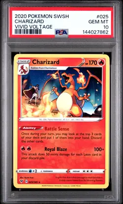 2020 POKEMON SWORD & SHIELD VIVID VOLTAGE #025 CHARIZARD PSA 10 - Image 1