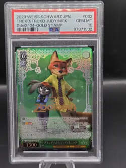 2023 Weiss Schwarz Disney 100 Judy Nick Zootopia Gold Stamp #032SP PSA 10 Gem Mt - Image 1