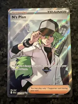 Pokemon TCG NM N's Plan 163/086 Full Art Trainer Black Bolt English - Image 1