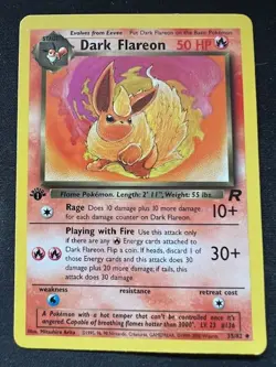 POKEMON 1ST EDITION DARK FLAREON ROCKET CARD - Image 1