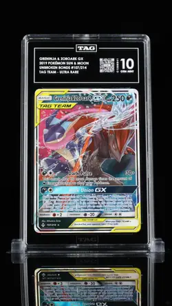 Pokemon Greninja & Zoroark GX 107/214 Sm-Unbroken Bonds Holo TAG 10 - Image 1