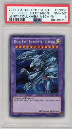 Yugioh Blue-Eyes Ultimate Dragon - LCKC-EN057 - SECRET RARE - PSA 8 NM-MT Graded - Image 1