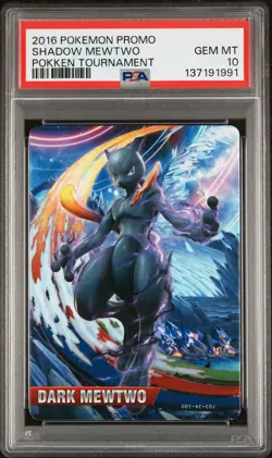 2016 POKEMON PROMO POKKEN TOURNAMENT SHADOW MEWTWO PSA 10 - Image 1