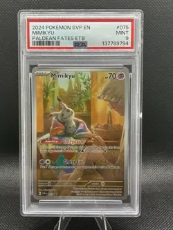 2024 Pokemon SVP EN Paldean Fates ETB Mimikyu #075 Promo PSA 9 - Image 1