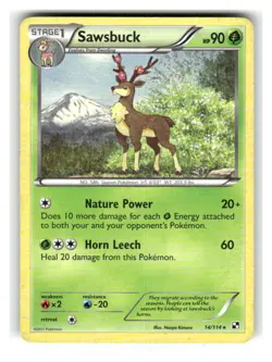 Sawsbuck 14/114 Rare Black & White Pokemon Moderately Played - Image 1