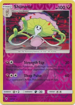x1 Shiinotic - 98/147 - Rare - Reverse Holo Pokemon SM3 Burning Shadows M/NM - Image 1