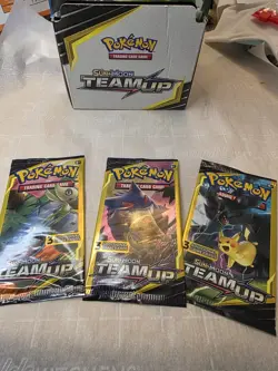 🔥🔥 HEAVY Pokemon Team Up Booster Packs (3x) – SUN & MOON 💎 GUARANTEED HEAVIES - Image 1