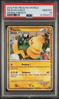2010 POKEMON WORLD PW PROMO FRENCH PIKACHU HOLO PSA 10 🌀SWIRL🌀 - Image 1