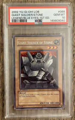 Yu-Gi-Oh! LOB-068 Giant Soldier of Stone Rare PSA 10 1st Edition Graded GEM MINT - Image 1