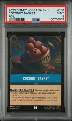 2023 DISNEY LORCANA EN 1-THE FIRST CHAPTER FOIL #166 COCONUT BASKET PSA 9 - Image 1