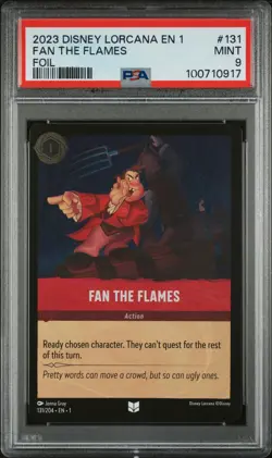 2023 DISNEY LORCANA EN 1-THE FIRST CHAPTER FOIL #131 FAN THE FLAMES PSA 9 - Image 1