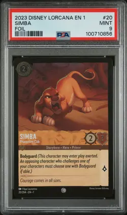 2023 DISNEY LORCANA EN 1-THE FIRST CHAPTER FOIL #20 SIMBA - PROTECTIVE CUB PSA 9 - Image 1