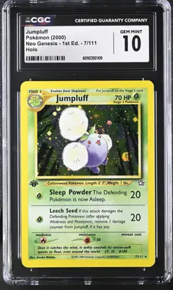 CGC 10 GEM MINT Jumpluff Neo Genesis 1st Edition 7/111 Holo Pokemon Card - Image 1