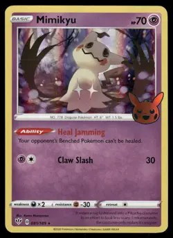Pokemon Cards Mimikyu 081/189 Trick or Trade BOOster Holo Promo NM - Image 1