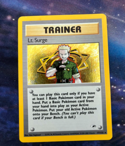 Lt. Surge 17/132 Gym Heroes Set Unlimited Trainer Holo Rare Pokemon Card TCG MP - Image 1