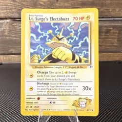 Pokemon Lt. Surge's Electabuzz 6/132 Gym Heroes Holo Rare 70 HP Card 2000 - Image 1