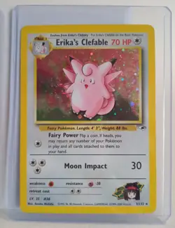 Pokemon Collectible Cards, Erika's Clefable, Holo, 3/132, Gym Hero's, 2000 - Image 1