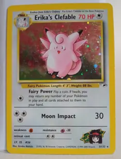 Pokemon Collectible Cards, Erika's Clefable, Holo, 3/132, Gym Hero's, 2000 - Image 2