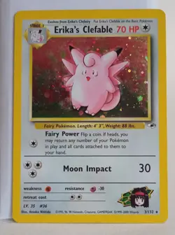 Pokemon Collectible Cards, Erika's Clefable, Holo, 3/132, Gym Hero's, 2000 - Image 5