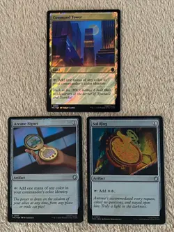 MTG - Sol Ring, Arcane Signet, Command Tower SURGE FOIL - NM - Commander Staples - Image 2