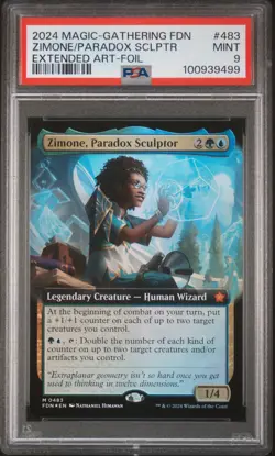 2024 MTG FOUNDATIONS EXTENDED ART-FOIL #483 ZIMONE, PARADOX SCULPTOR PSA 9 - Image 1