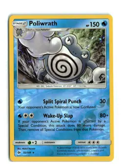 POLIWRATH 32/149 SUN MOON BASE REVERSE HOLO POKEMON TCG NM - Image 1