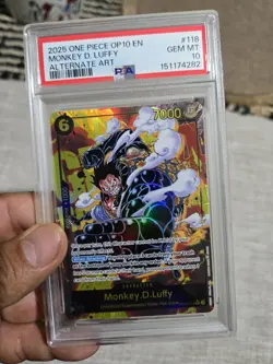 2025 ONE PIECE OP10 - ROYAL BLOOD ALTERNATE ART #118 MONKEY D. LUFFY PSA 10 - Image 1