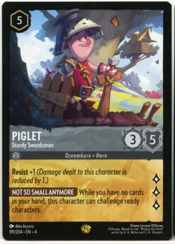 Disney Lorcana Ursula's Return 191 Piglet Sturdy Swordsman - Legendary Non Foil - Image 1