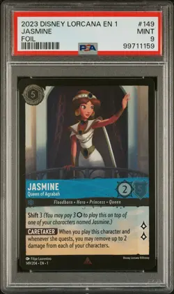 2023 DISNEY LORCANA EN 1-THE FIRST CHAPTER FOIL JASMINE - QUEEN OF AGRABAH PSA 9 - Image 1