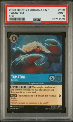 2023 DISNEY LORCANA EN 1-THE FIRST CHAPTER FOIL #159 TAMATOA - SO SHINY! PSA 9 - Image 1