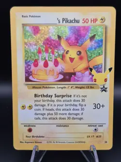 Birthday Pikachu 24 Black Star Promo Card Celebrations 25th Anniversary Pokemon - Image 1