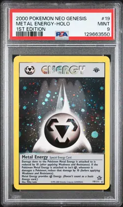 2000 POKEMON NEO GENESIS 1ST ED #19 METAL ENERGY-HOLO PSA 9 - Image 1