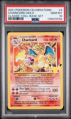 Charizard-Holo Pokemon Celebrations Classic Collection 4 NM PSA 10 - Image 1